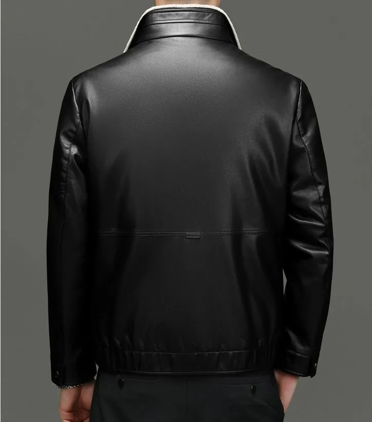 Padded Windproof PU Jacket for Versatile Business Looks