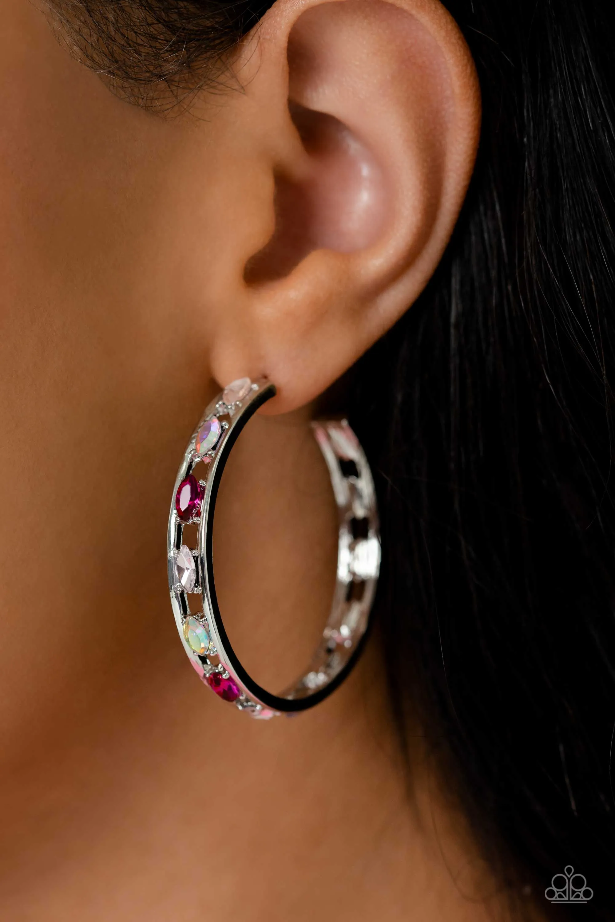 Paparazzi The Gem Fairy - Pink Hoop Earrings