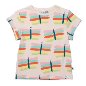 Pastel Butterflies Tee- Oatmeal Marle