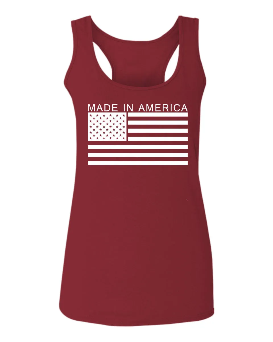 Patriotic American Proud Made in USA United States America Flag  women's Tank Top sleeveless Racerback
