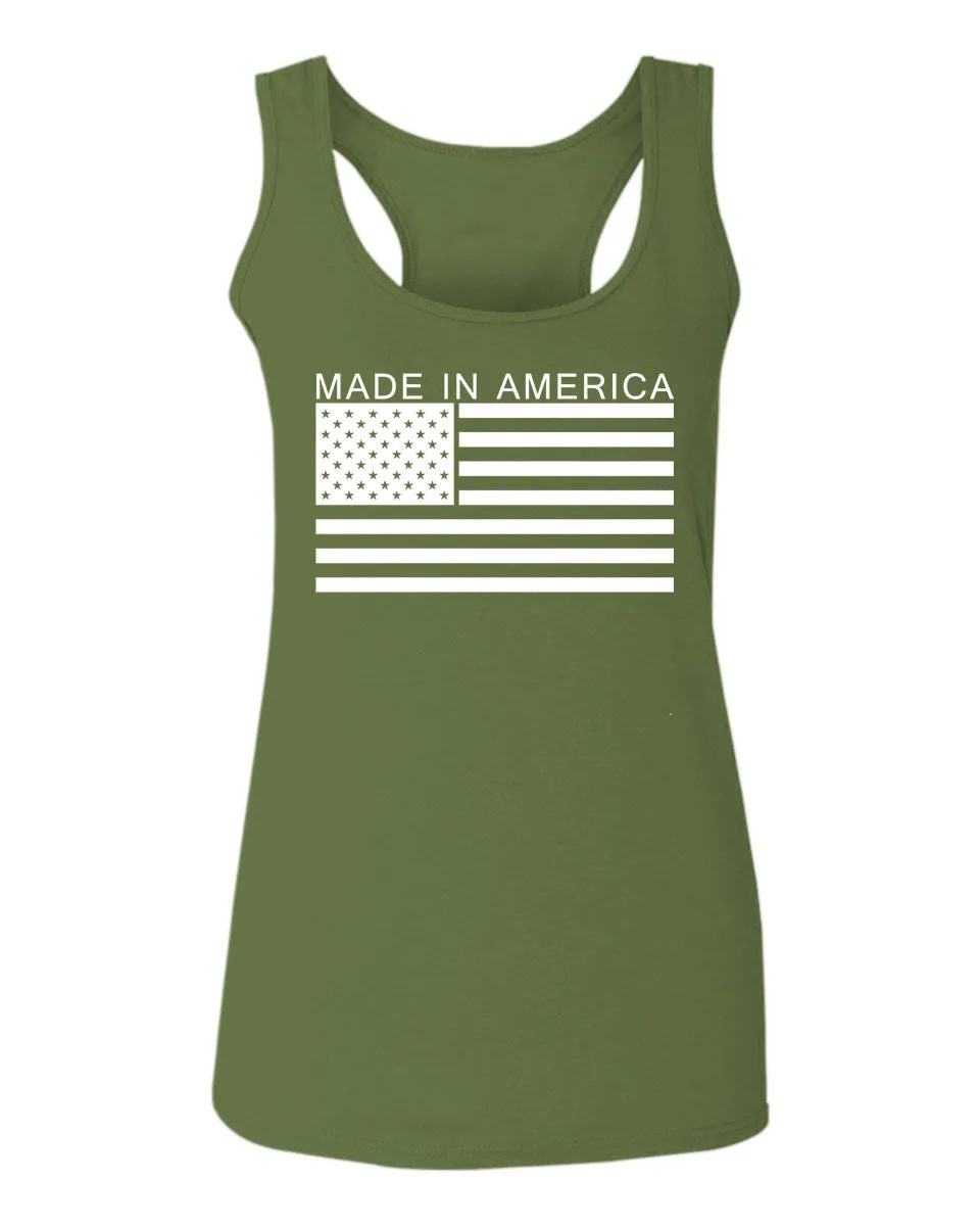 Patriotic American Proud Made in USA United States America Flag  women's Tank Top sleeveless Racerback