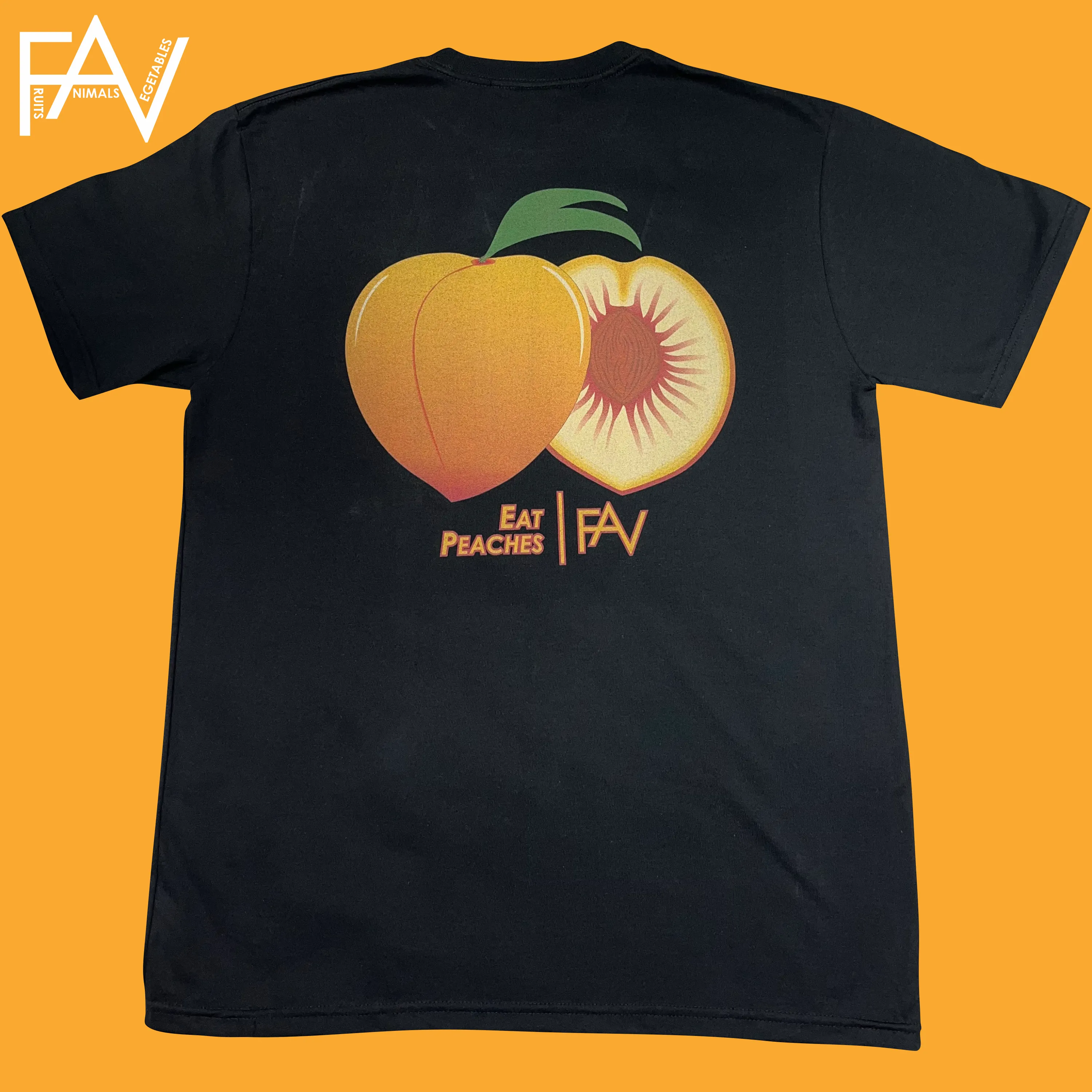 Peach - Black Heavyweight T-Shirt