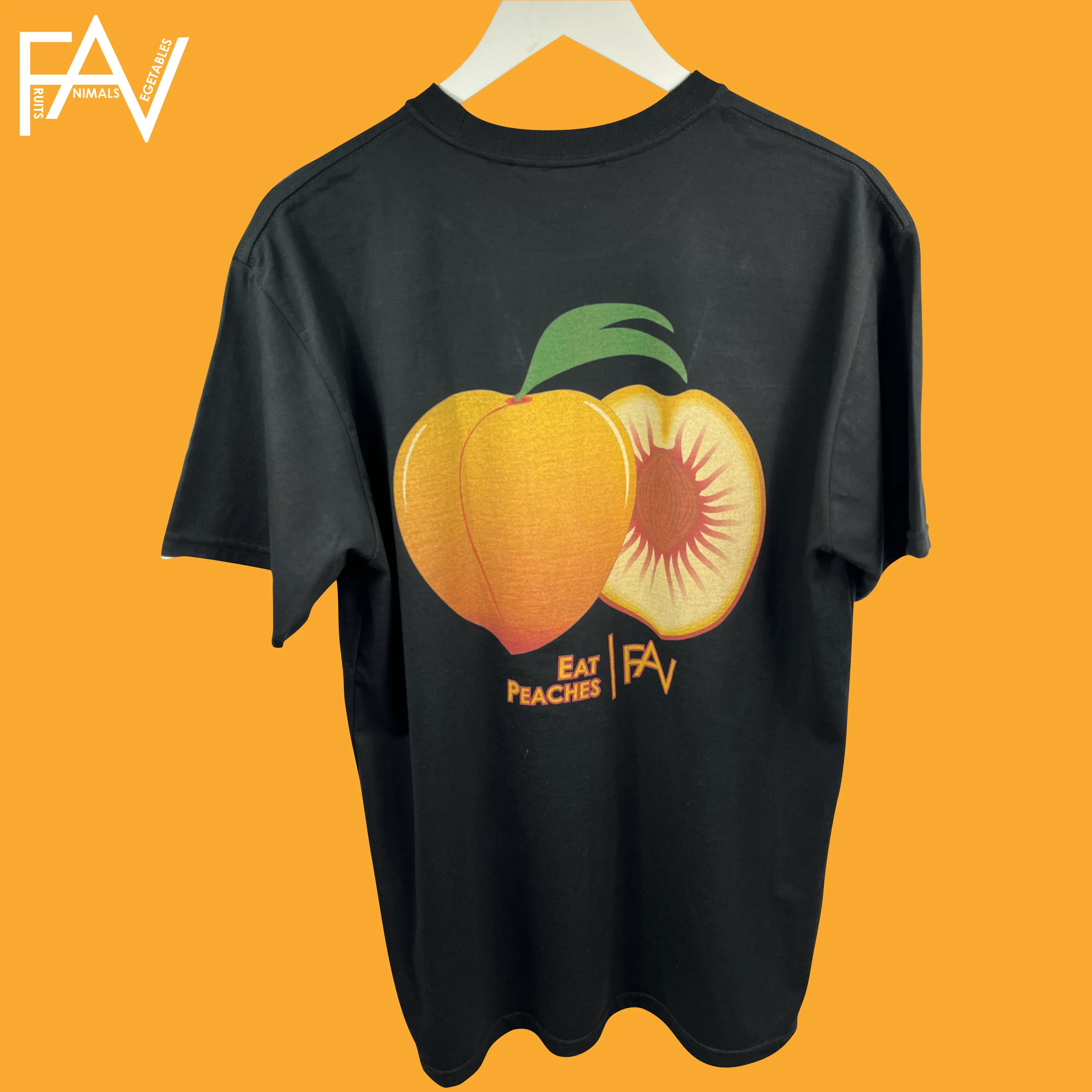 Peach - Black Heavyweight T-Shirt