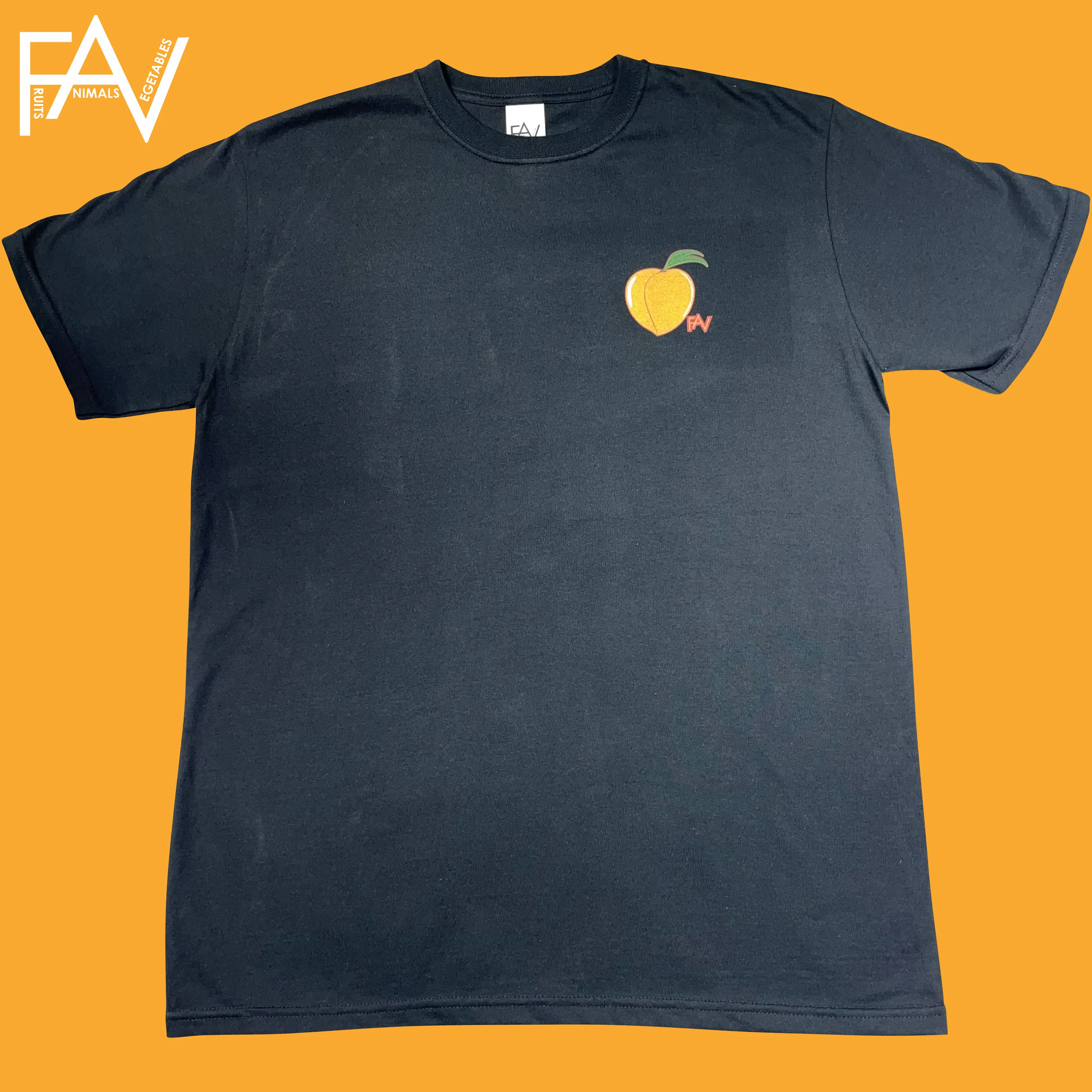 Peach - Black Heavyweight T-Shirt