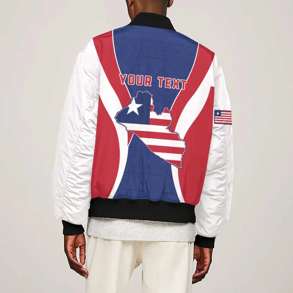 Personalised Afro Liberia Bomber Jacket Coat Of Arms With Flag Map - African Pattern LT15