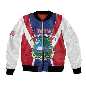 Personalised Afro Liberia Bomber Jacket Coat Of Arms With Flag Map - African Pattern LT15