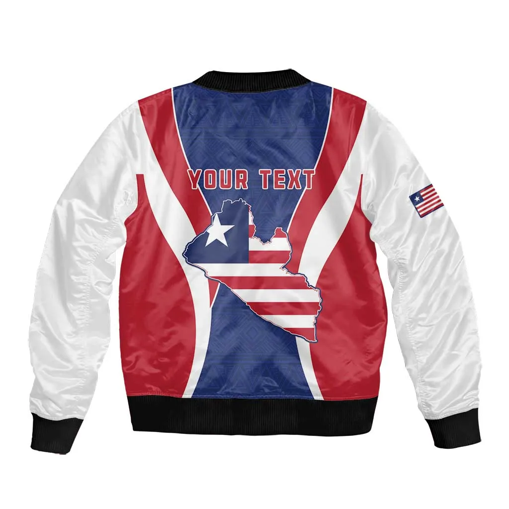 Personalised Afro Liberia Bomber Jacket Coat Of Arms With Flag Map - African Pattern LT15