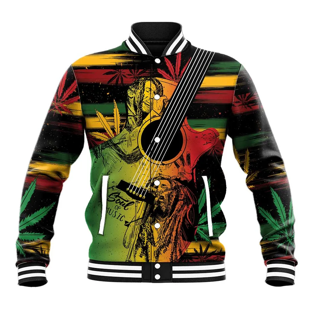 Personalised Afro Reggae Baseball Jacket Soul of Music Sketch Style LT7