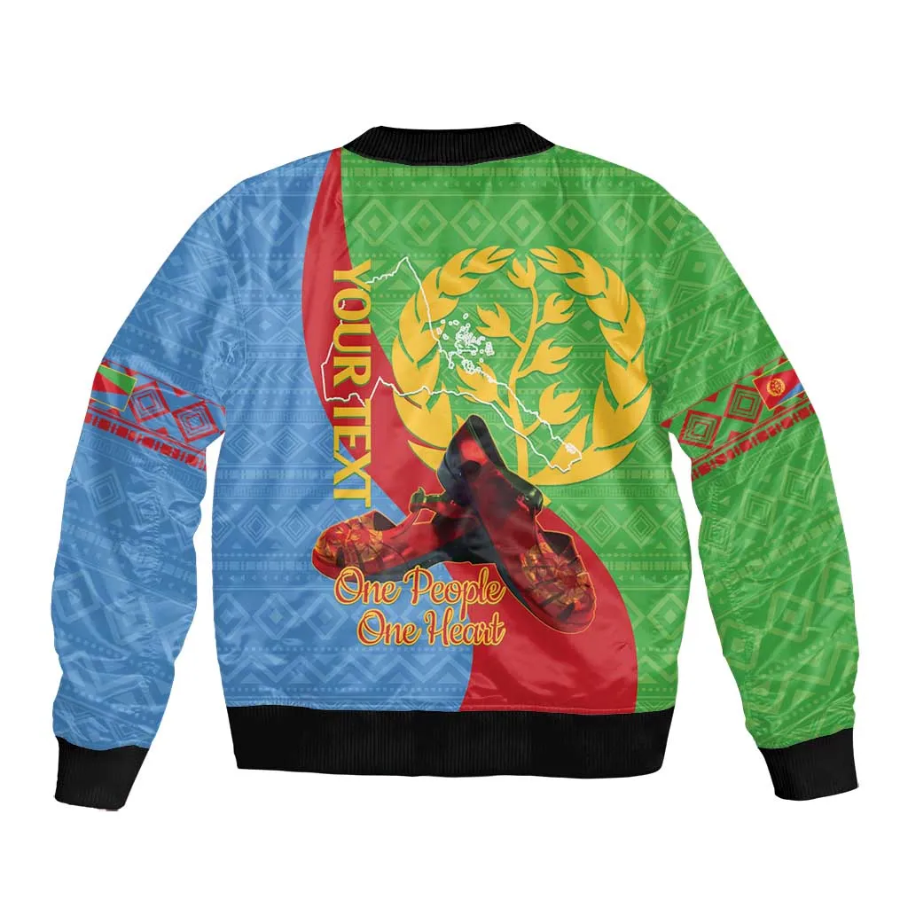 Personalised Eritrea Independence Day Bomber Jacket Shida Shoes Olive Branch African Pattern LT14