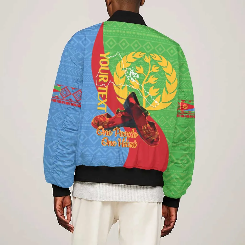 Personalised Eritrea Independence Day Bomber Jacket Shida Shoes Olive Branch African Pattern LT14