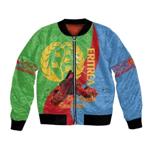 Personalised Eritrea Independence Day Bomber Jacket Shida Shoes Olive Branch African Pattern LT14