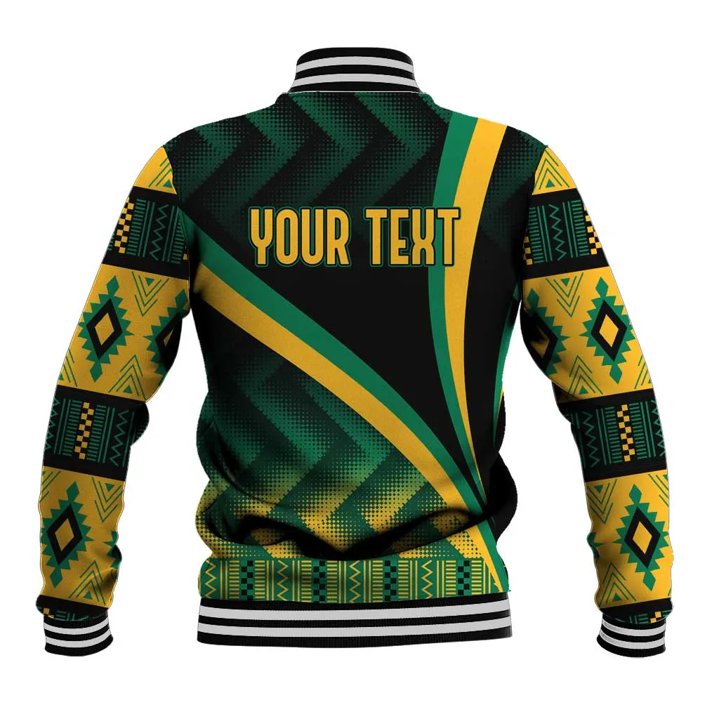 Personalised Jamaica Baseball Jacket Kente Pattern Basic - Black LT7