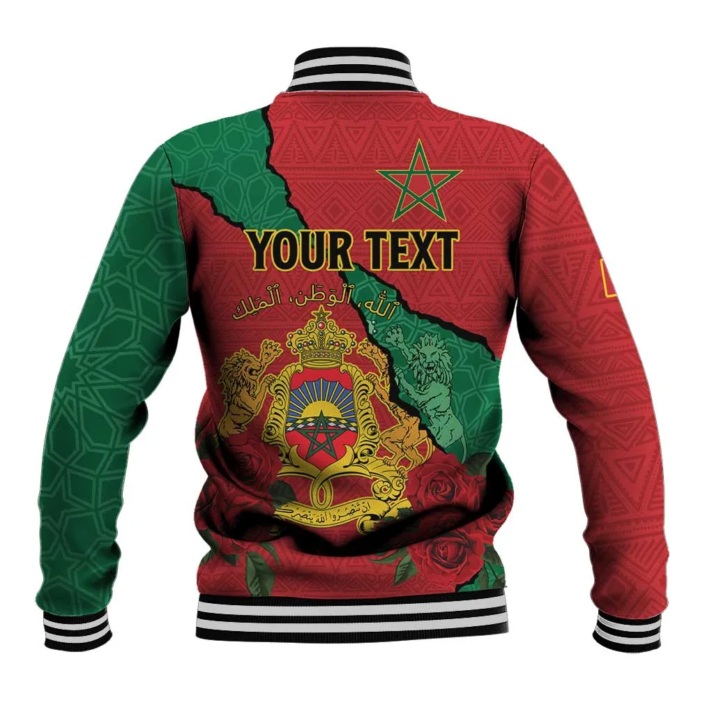 Personalised Morocco Baseball Jacket Coat Of Arms - Islamic Mix African Patterns LT15
