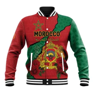 Personalised Morocco Baseball Jacket Coat Of Arms - Islamic Mix African Patterns LT15