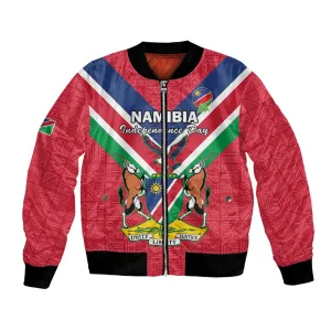 Personalised Namibia Bomber Jacket Coat Of Arms With Flag Map - Happy Independence Day LT15