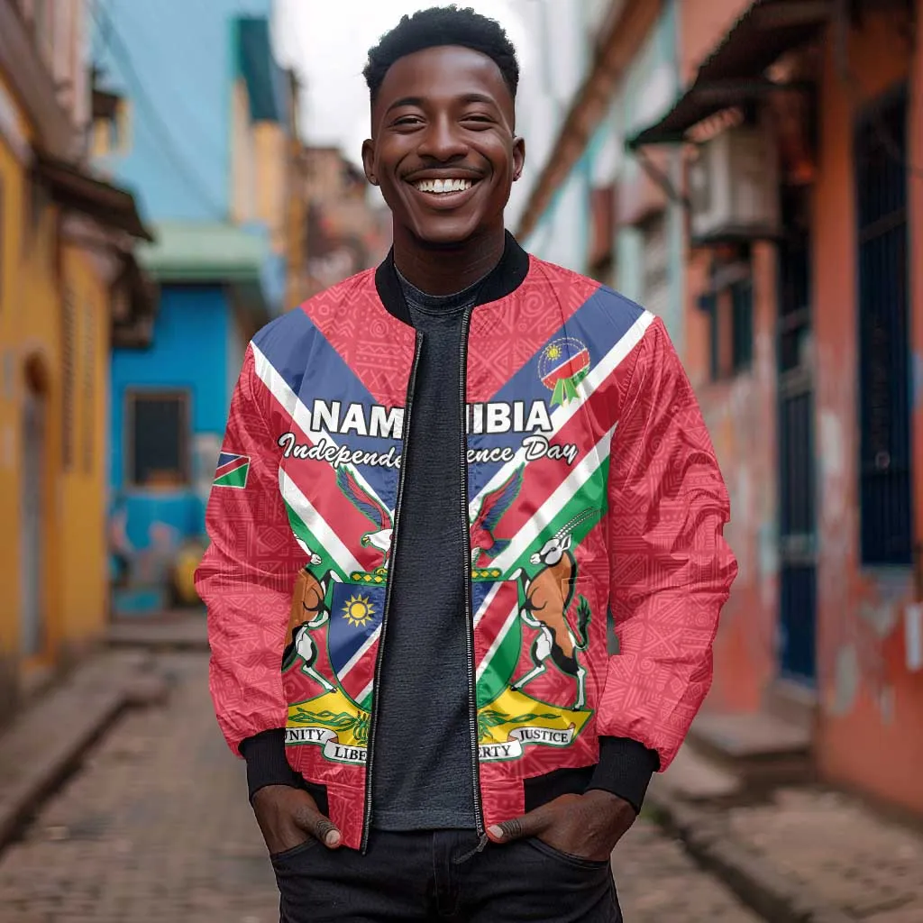 Personalised Namibia Bomber Jacket Coat Of Arms With Flag Map - Happy Independence Day LT15
