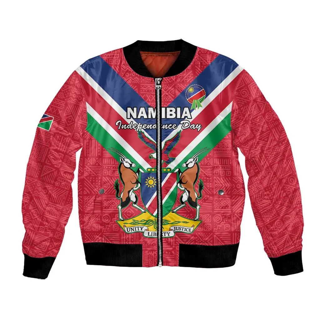 Personalised Namibia Bomber Jacket Coat Of Arms With Flag Map - Happy Independence Day LT15