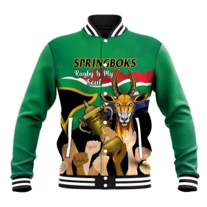 Personalised South Africa Special Holiday Baseball Jacket Springboks Champions Celebration Rugby Is My Soul LT14