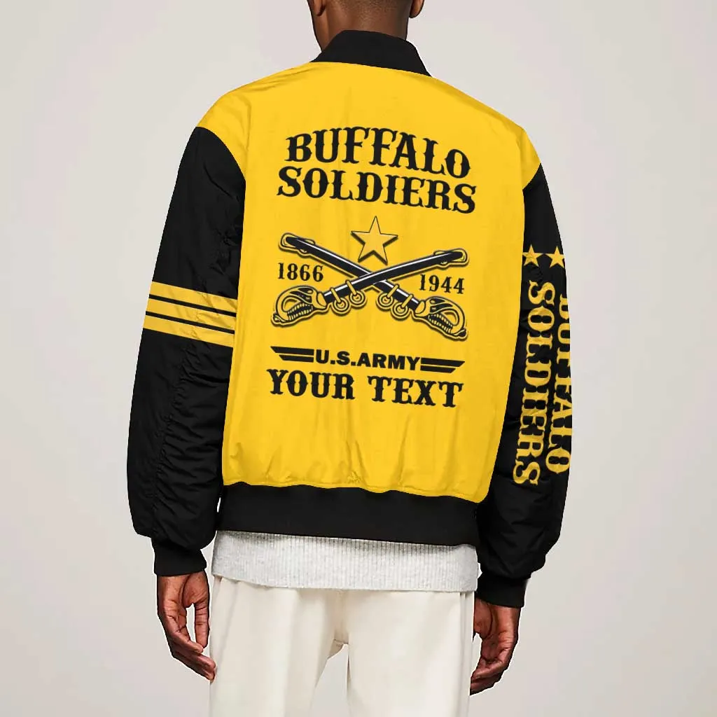 Personalized Afro Buffalo Soldiers Bomber Jacket BSMC United States Army Yellow LT14