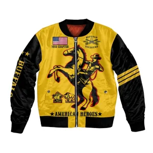 Personalized Afro Buffalo Soldiers Bomber Jacket BSMC United States Army Yellow LT14
