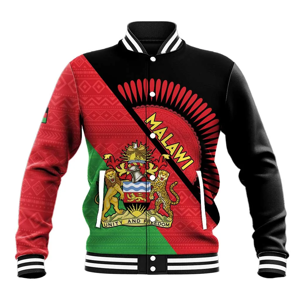 Personalized Afro Malawi Baseball Jacket Coat Of Arms - Southeastern Africa Pattern LT15