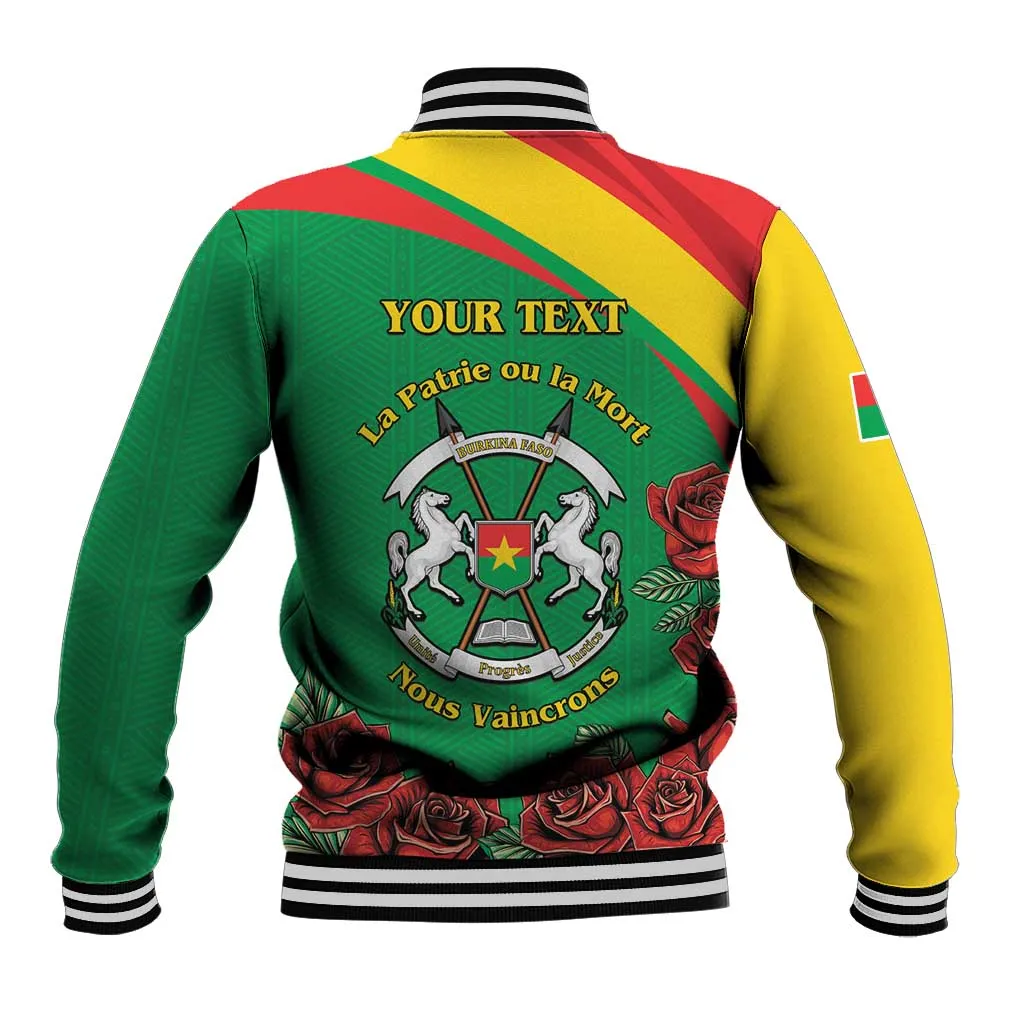 Personalized Burkina Faso Baseball Jacket White Stallion With Red Rose - Republic Day LT15