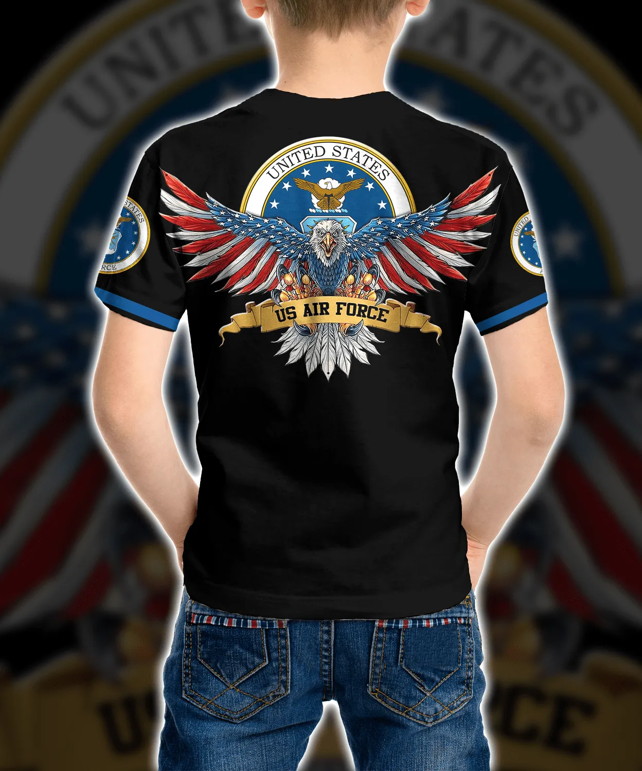 Personalized Custom Name 3D US Airforce veteran Ver1 Kid Tshirt QT301232