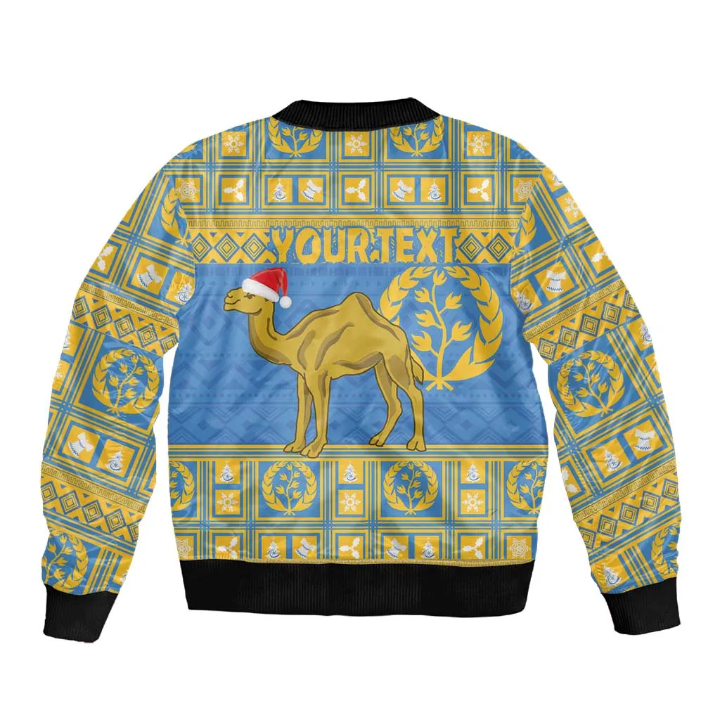 Personalized Eritrea Emblem Sleeve Zip Bomber Jacket Ruhus Beal Lidet - Kente Pattern LT18