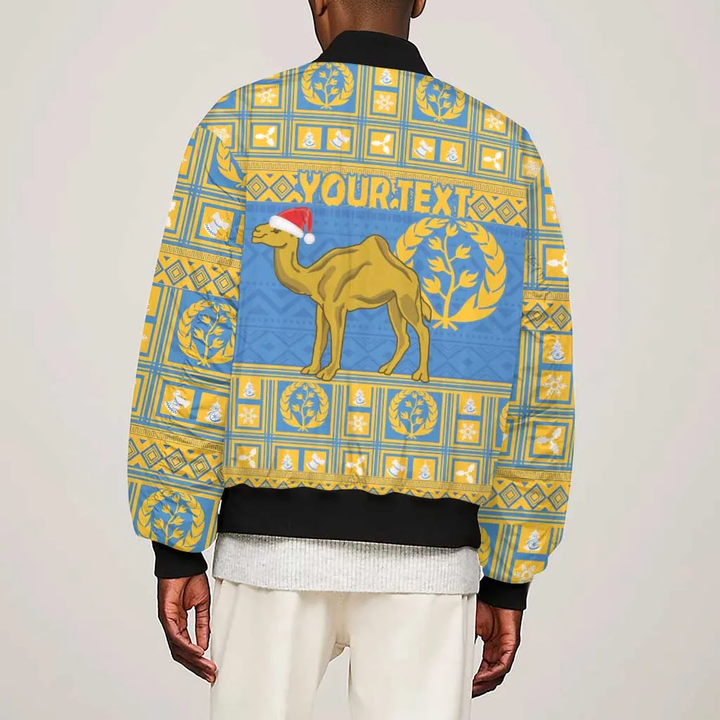 Personalized Eritrea Emblem Sleeve Zip Bomber Jacket Ruhus Beal Lidet - Kente Pattern LT18