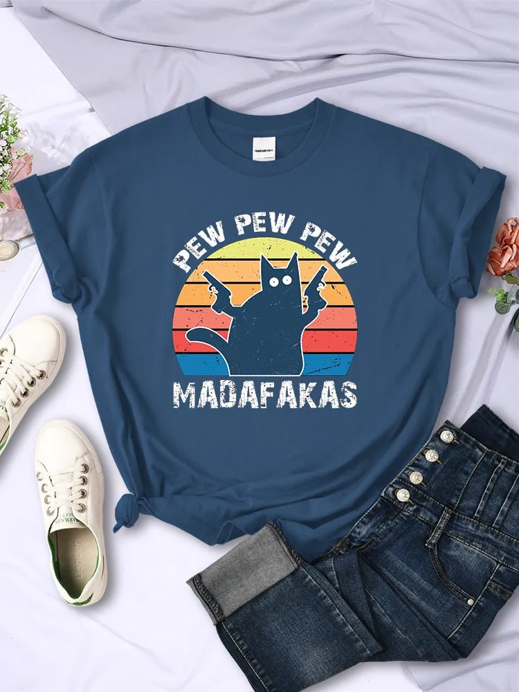 Pew Pew Madafaks Cat T-Shirt