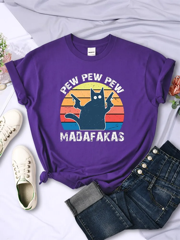 Pew Pew Madafaks Cat T-Shirt