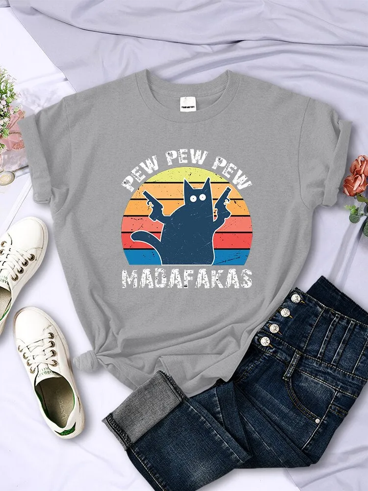 Pew Pew Madafaks Cat T-Shirt