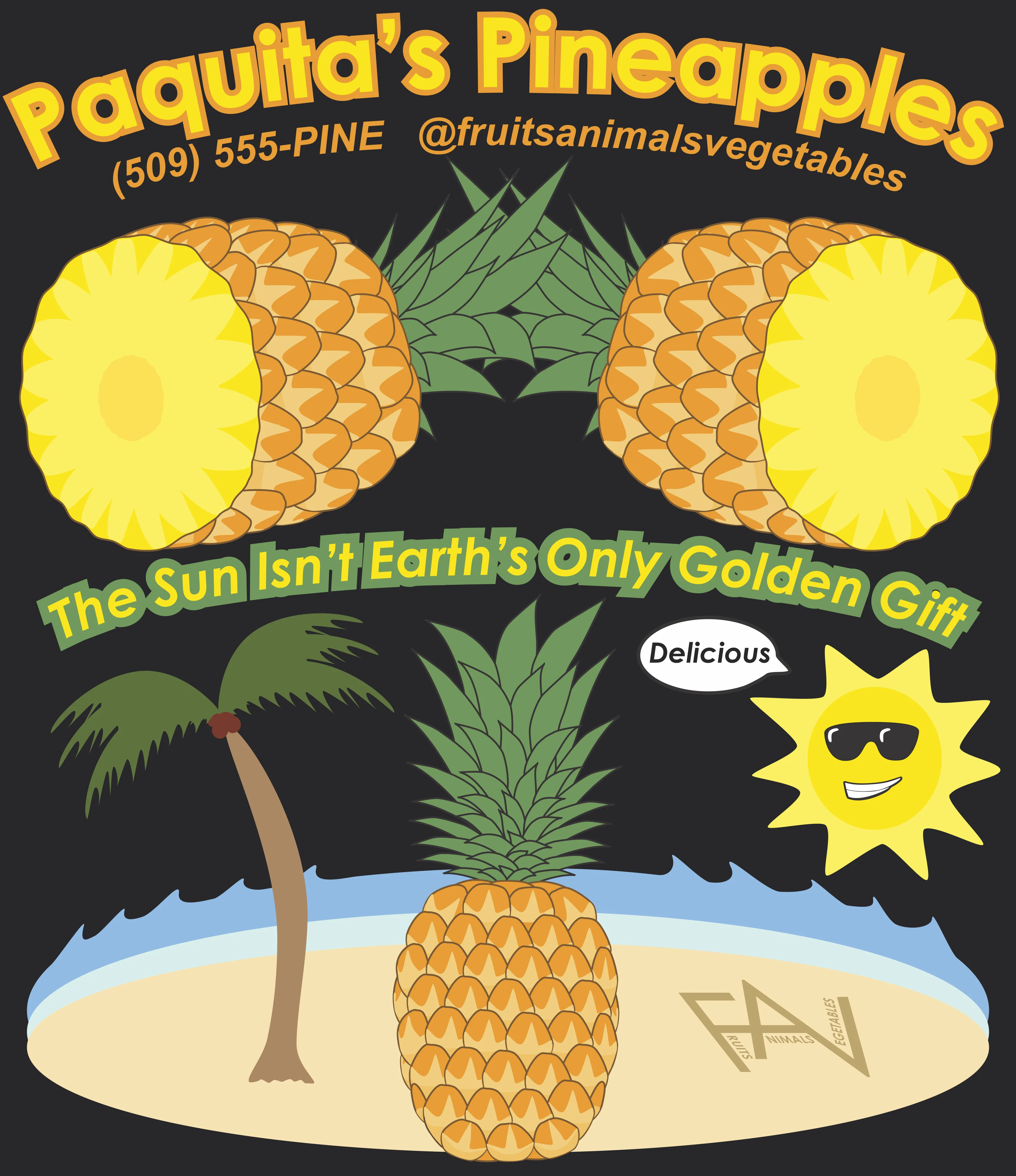 Pineapple - Black Organic Heavyweight T-Shirt