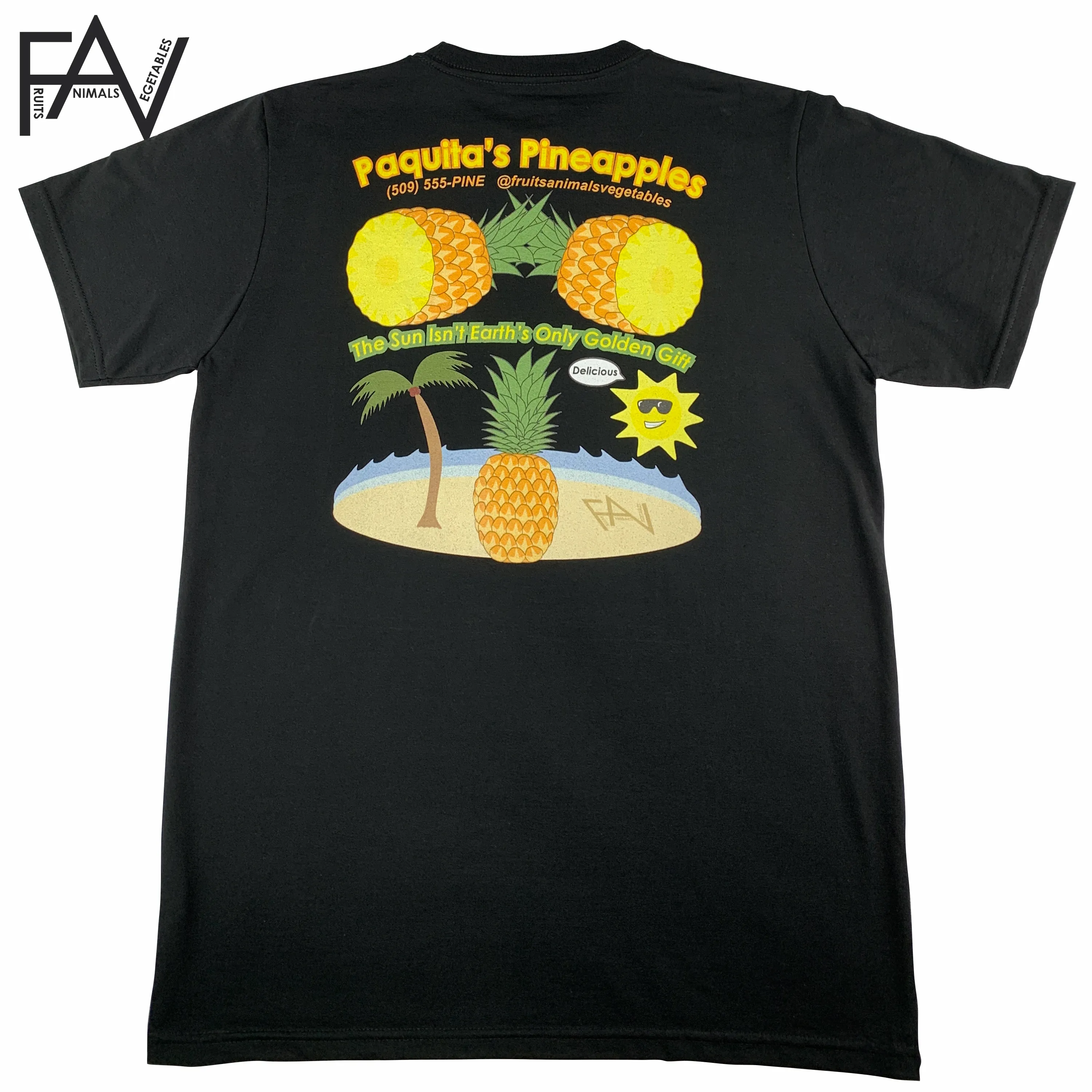 Pineapple - Black Organic Heavyweight T-Shirt
