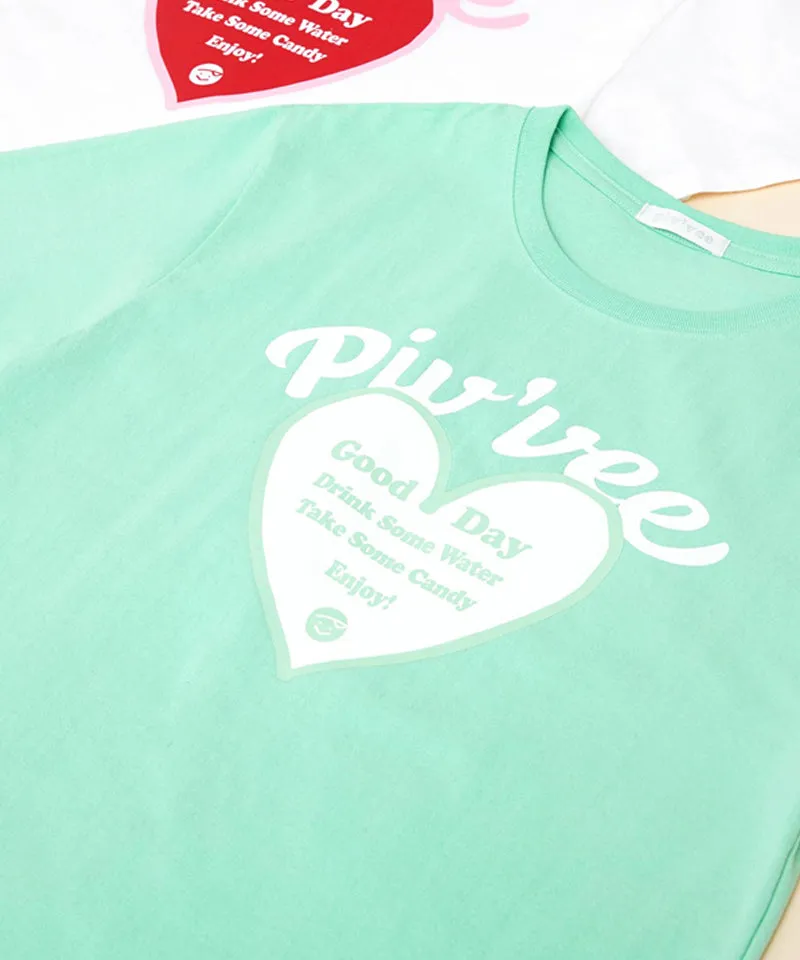 PIV'VEE Heart Boxy T-Shirt - Pistacchio Mint
