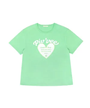 PIV'VEE Heart Boxy T-Shirt - Pistacchio Mint