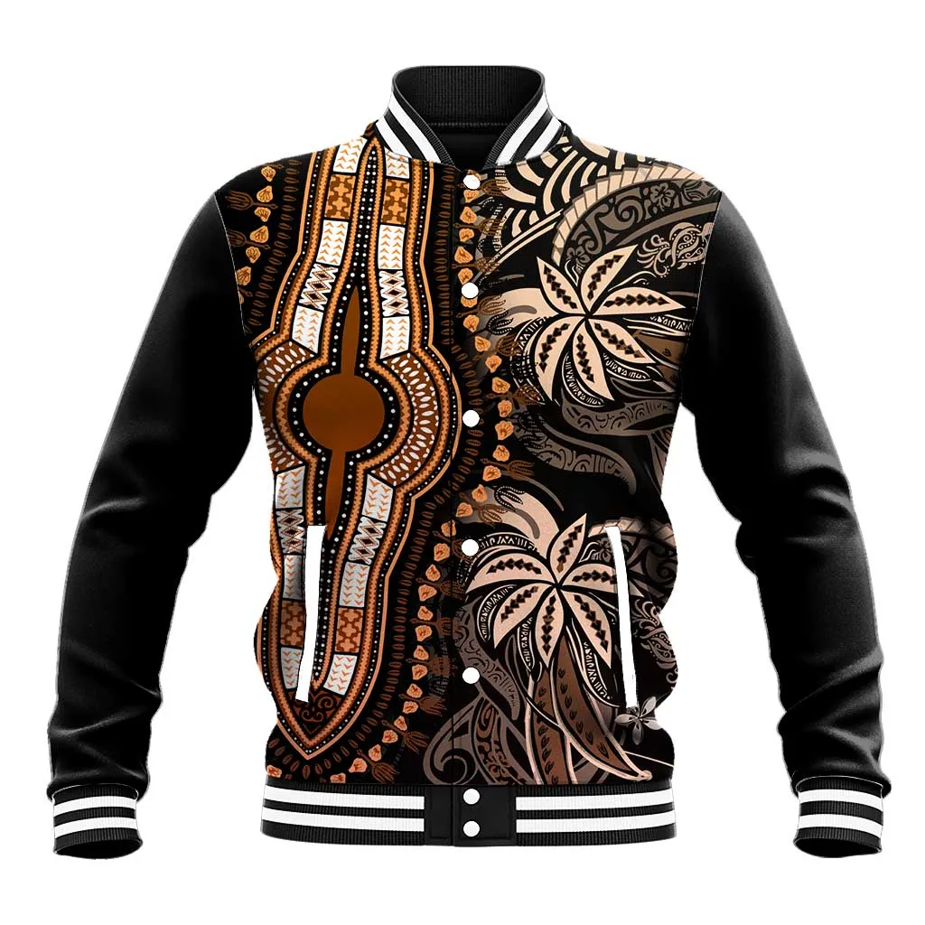 Polynesia Mixed African Dashiki Baseball Jacket Afro-pacific Culture - Gold LT9