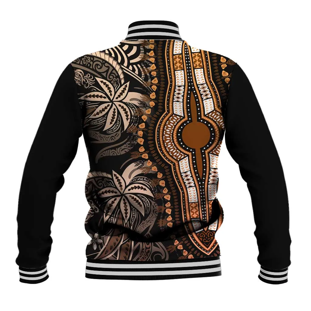 Polynesia Mixed African Dashiki Baseball Jacket Afro-pacific Culture - Gold LT9