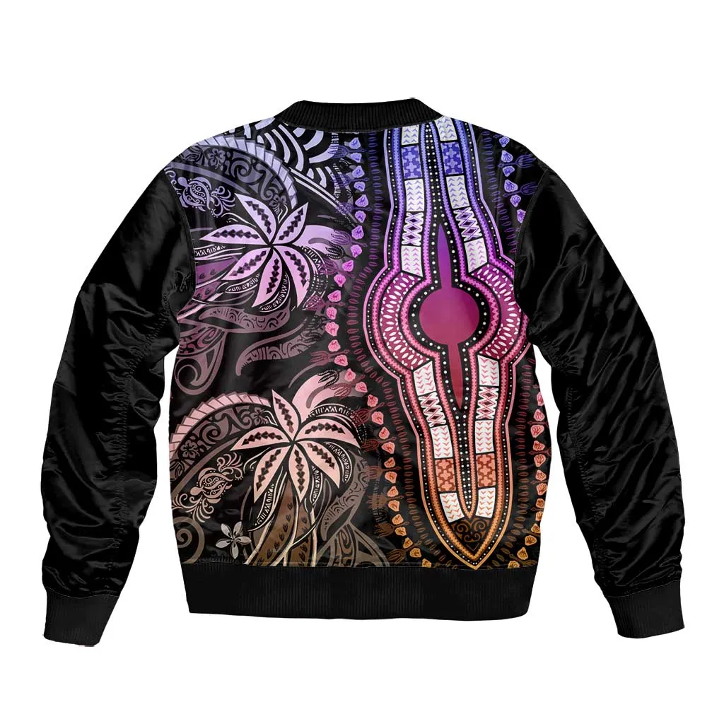 Polynesia Mixed African Dashiki Bomber Jacket Afro-pacific Culture - Pastel LT9