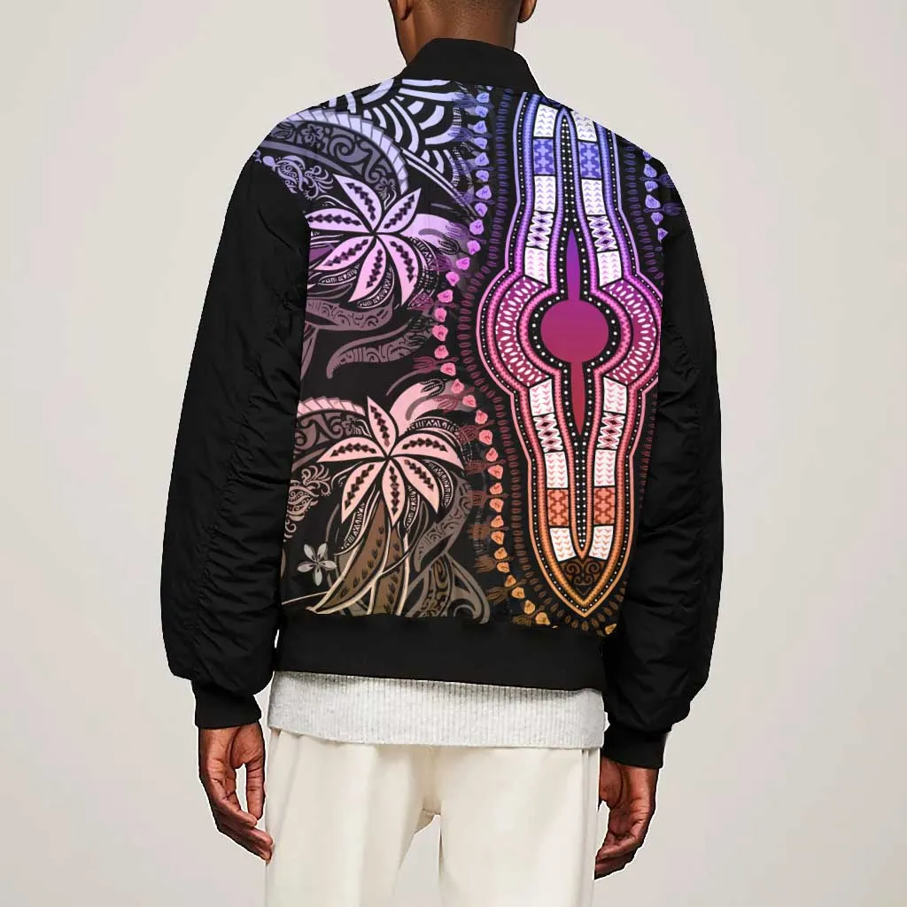 Polynesia Mixed African Dashiki Bomber Jacket Afro-pacific Culture - Pastel LT9