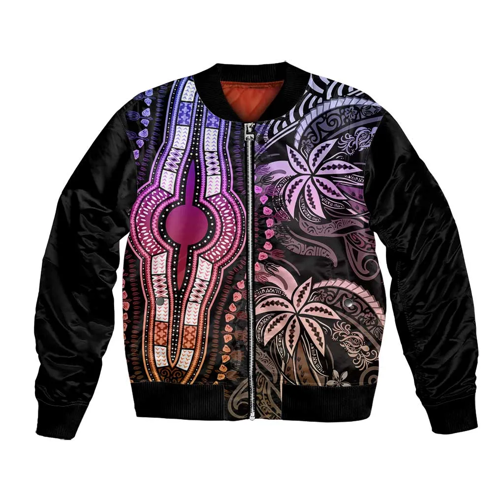 Polynesia Mixed African Dashiki Bomber Jacket Afro-pacific Culture - Pastel LT9