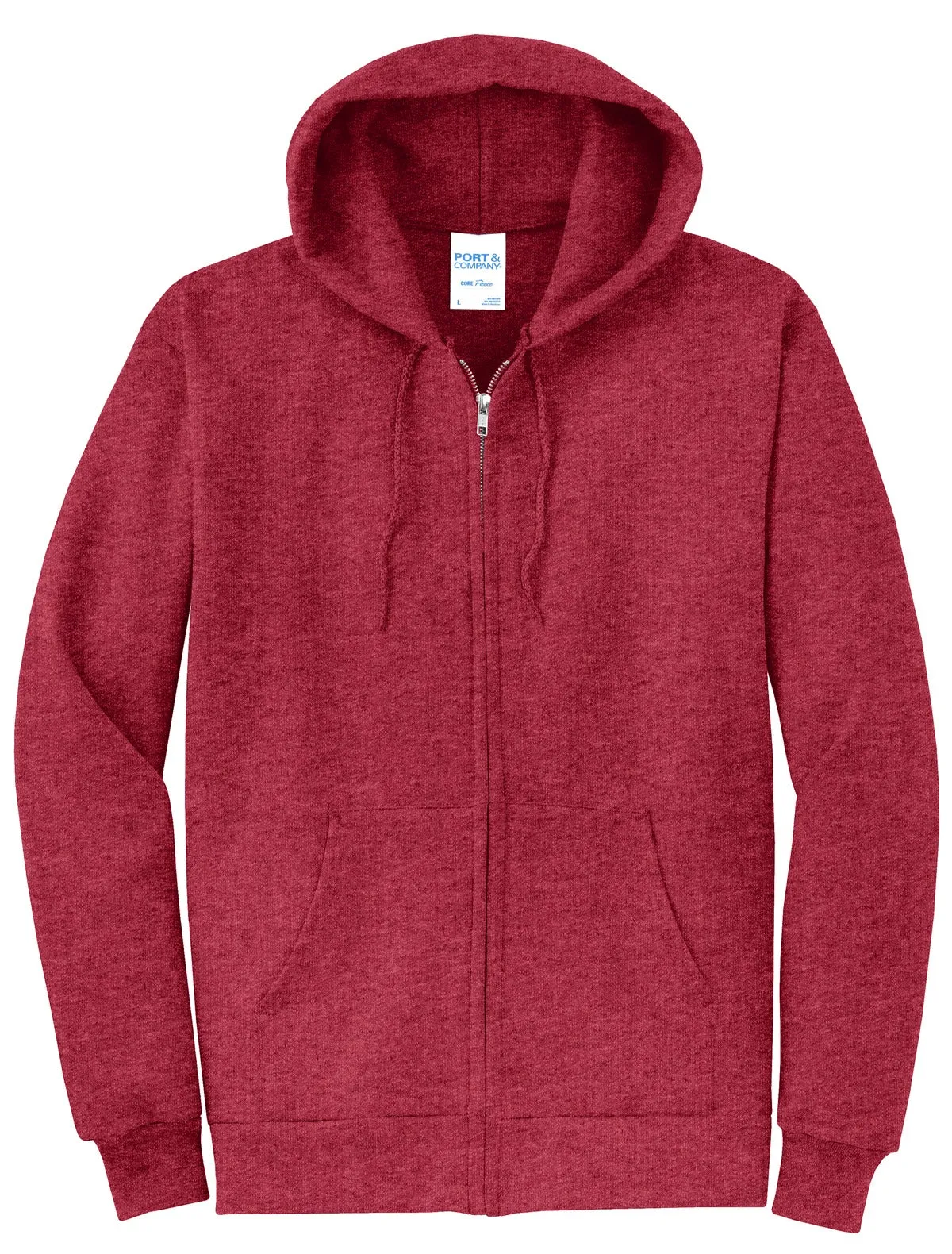 Port & Company Core Fleece Full-Zip Hooded Sweatshirt. PC78ZH Heather Red