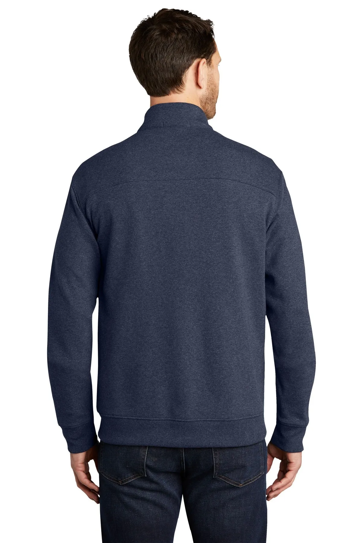 Port Authority  Interlock Full-Zip. K809 Estate Blue Heather/ Charcoal Heather