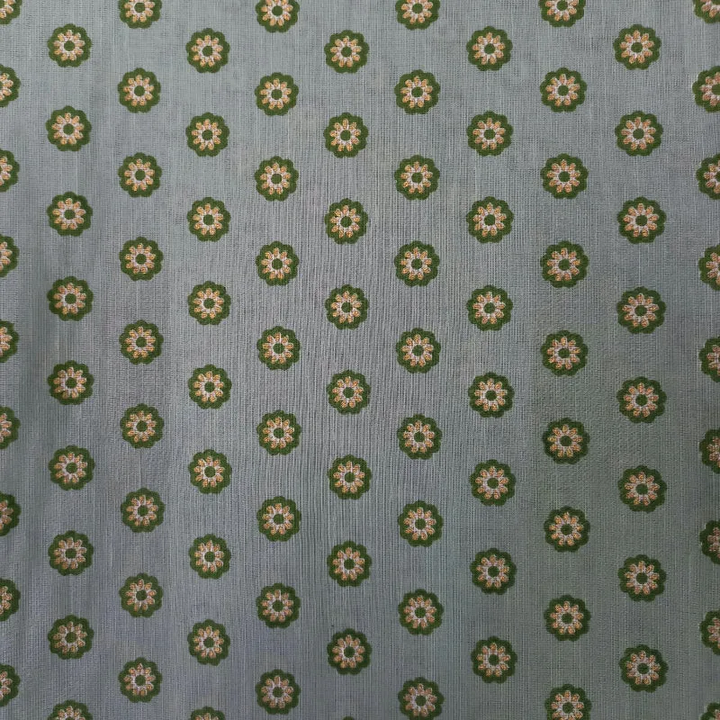 Powder Blue Color Floral Butta Printed Linen Fabric