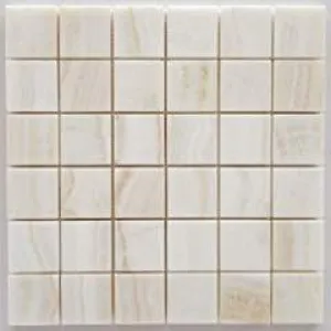 Premium White Onyx VEIN-CUT 2 X 2 Polished Mosaic Tile - Box of 5 Sheets