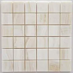 Premium White Onyx VEIN-CUT 2 X 2 Polished Mosaic Tile - Box of 5 Sheets