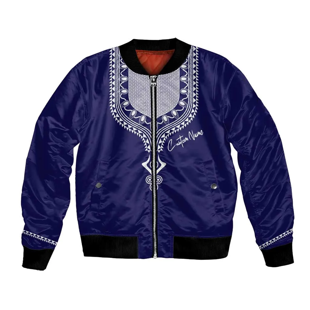 Printed Dashiki African Bomber Jacket Blue DT02