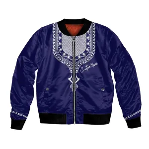 Printed Dashiki African Bomber Jacket Blue DT02
