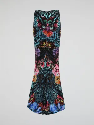 Printed Ruched Mermaid Skirt
