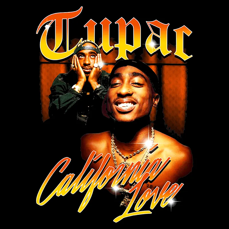 PRO CLUB HEAVYWEIGHT 2PAC CALIFORNIA LOVE DIGITAL PRINTED TEE